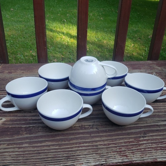 [8] Everyday Gibson Mug Set - Cobalt Blue Striped and Glazed - Picture 1 of 12